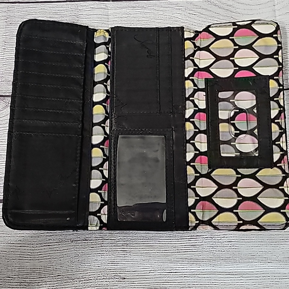 Vera Bradley wallet. Black/pink/cream/green/gray - Picture 7 of 9